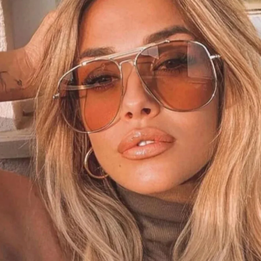 Sunglasses Uv400 - Retro Metalen Dubbele Brug Pilot Zonnebril