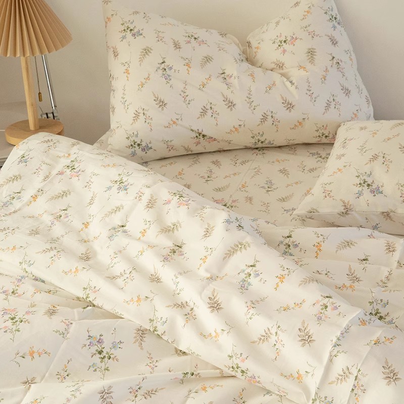 Silk Pillowcase - INS Frisse Pastorale Bloemen Beddengoedset Voor