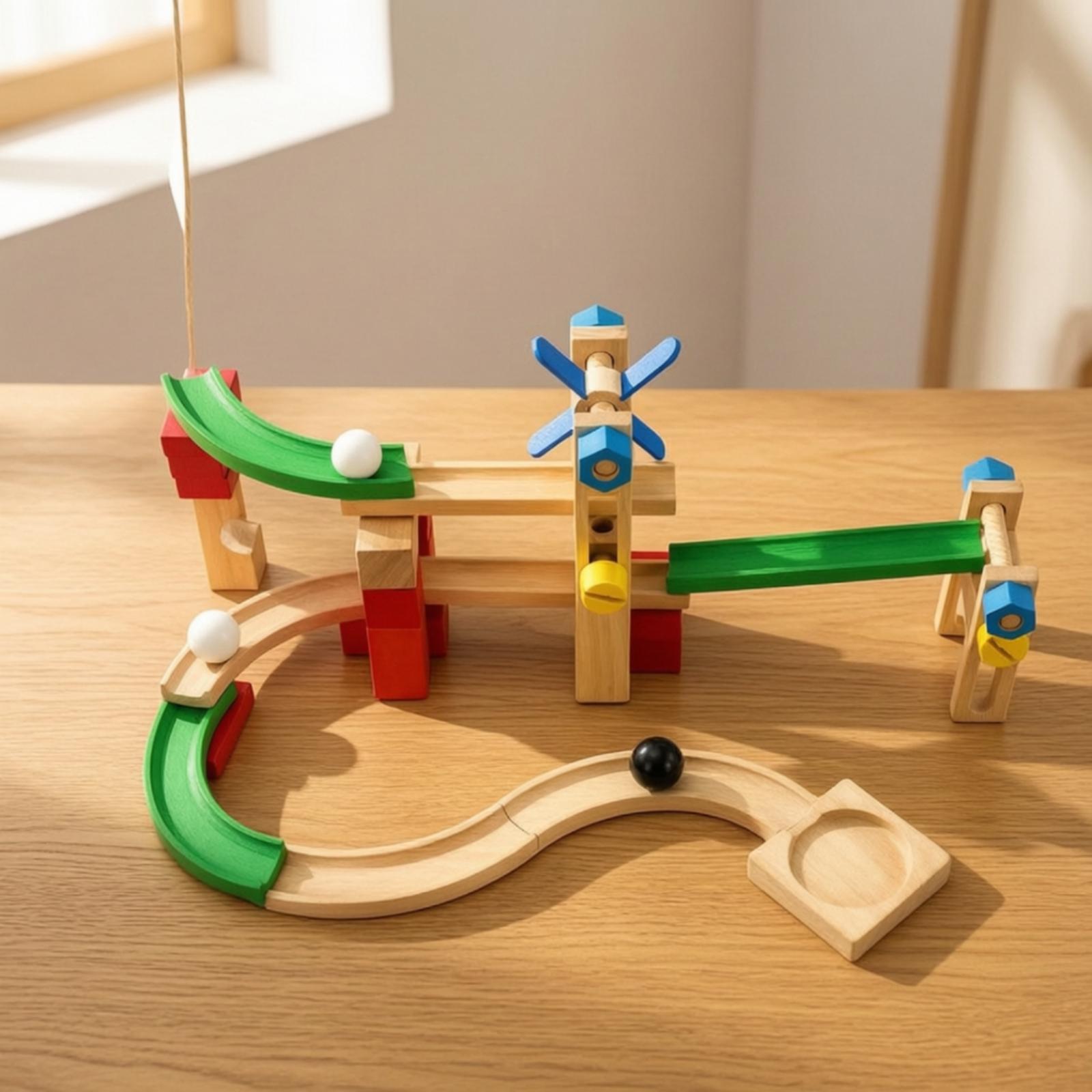 Houten marmerbaan voor kindere - Marble Coaster Set recensie en prijs